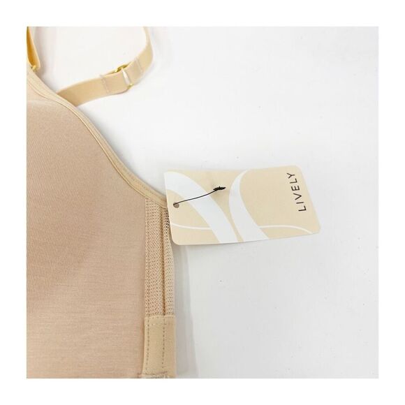 Lively Bra Womens 32D Mesh Plunge Deep V Wireless Bra In Toasted Almond New - Picture 6 of 7